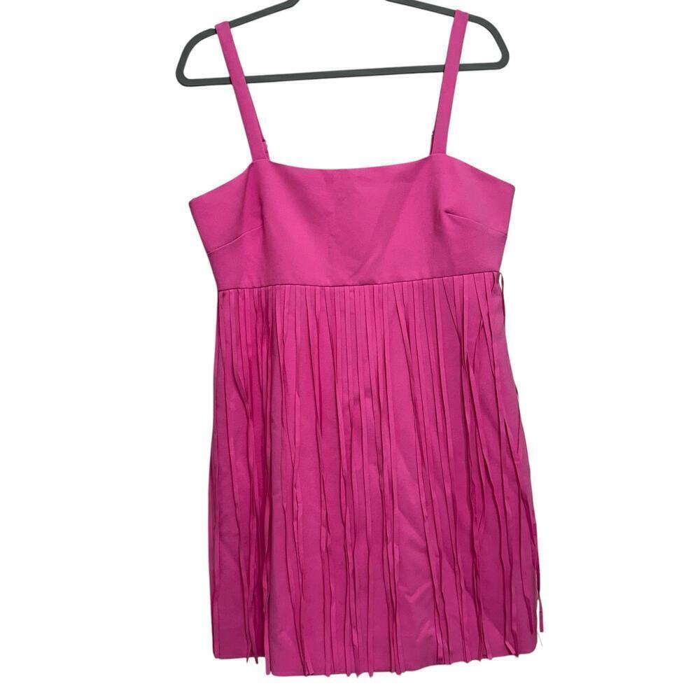 Likely women’s NWT’s Roma fringed mini dress in pink sugar. Size 10